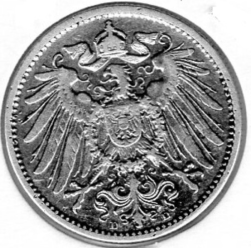 1 Mark 1892 D German Empire Silver Coin