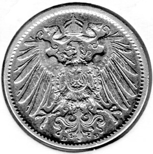 1 Mark 1893 D German Empire Silver Coin