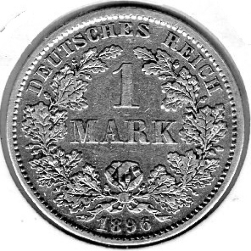 1 Mark 1896 F German Empire Silver Coin