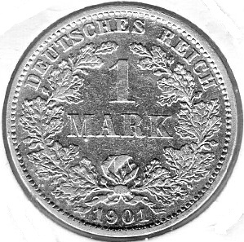1 Mark 1901 J German Empire Silver Coin