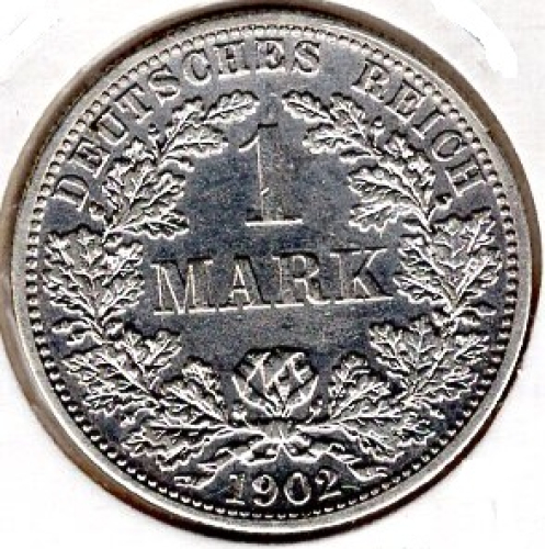1 Mark 1902 F German Empire Silver Coin