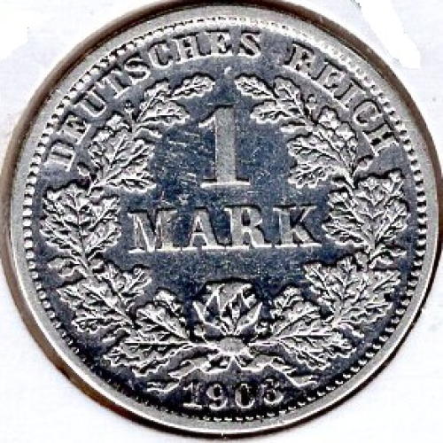 1 Mark 1903 D German Empire Silver Coin