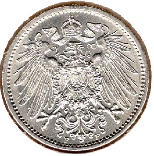 1 Mark 1906 F German Empire Silver Coin