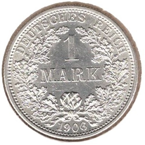 1 Mark 1906 F German Empire Silver Coin