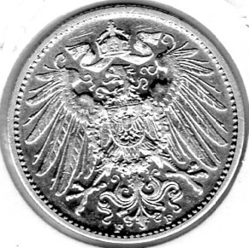 1 Mark 1907 F German Empire Silver Coin
