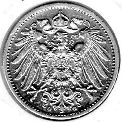 1 Mark 1907 F German Empire Silver Coin