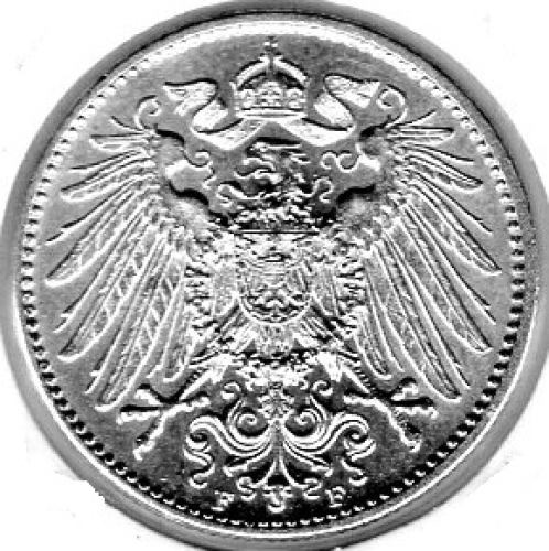 1 Mark 1908 D German Empire Silver Coin