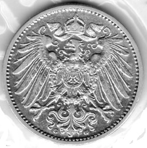 1 Mark 1908 G German Empire Silver Coin