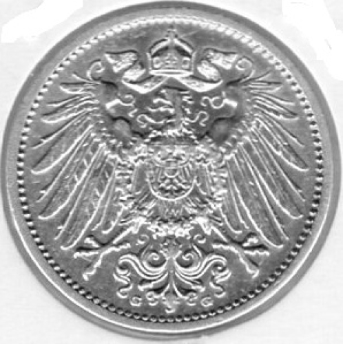 1 Mark 1909 G German Empire Silver Coin