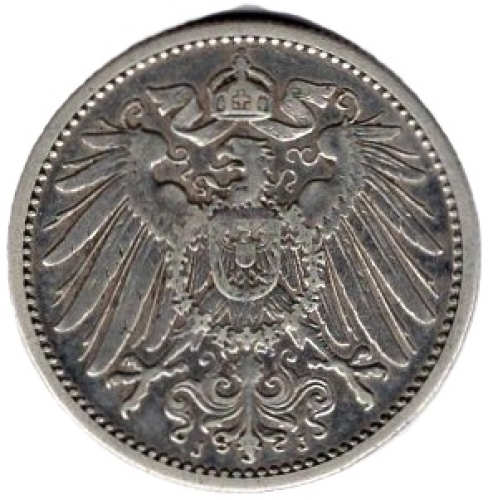 1 Mark 1909 J Deutsches Kaiserreich Silbermünze 
