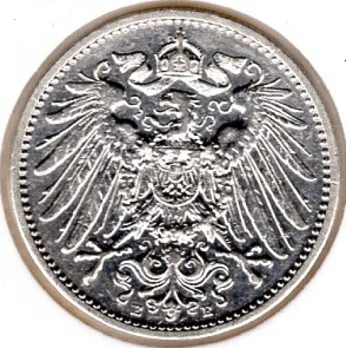 1 Mark 1910 E German Empire Silver Coin