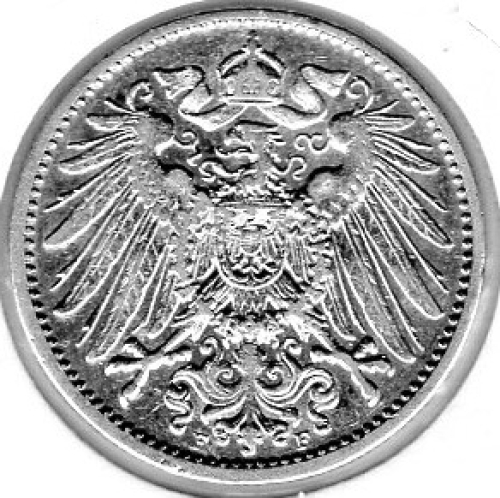 1 Mark 1910 F German Empire Silver Coin