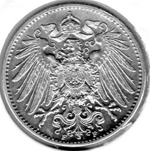 1 Mark 1912 F German Empire Silver Coin