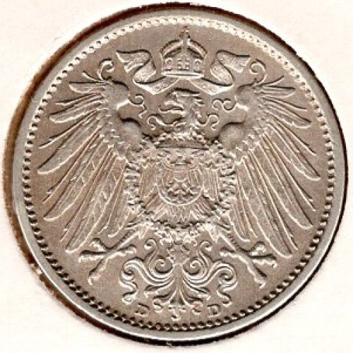 1 Mark 1915 D German Empire Silver Coin