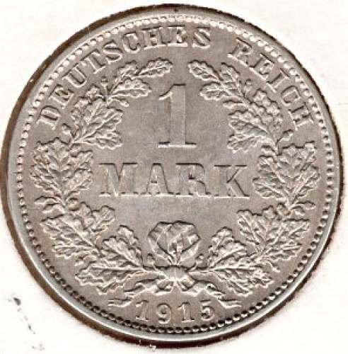 1 Mark 1915 D German Empire Silver Coin