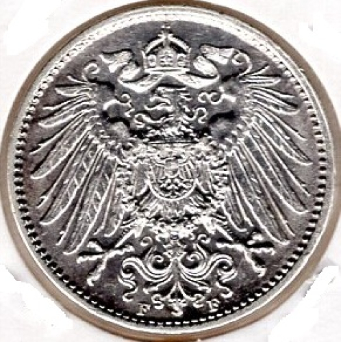 1 Mark 1915 E German Empire Silver Coin