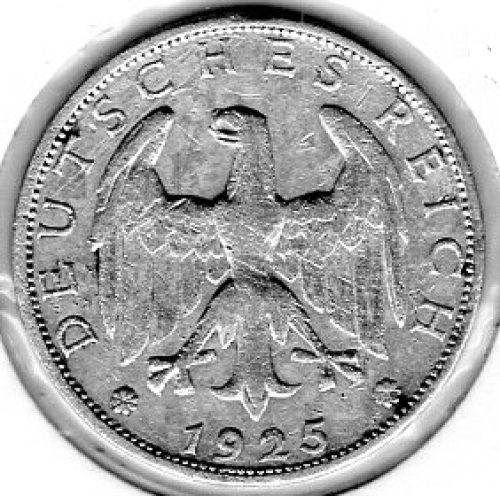 1 Mark 1925 A Weimar Republic Silver Coin