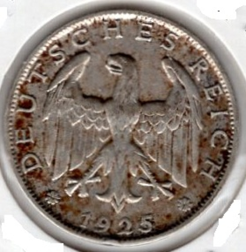 1 Mark 1925 A Weimar Republic Silver Coin