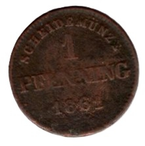 1 Pfennig Bayern 1861 Maximilian II. Joseph