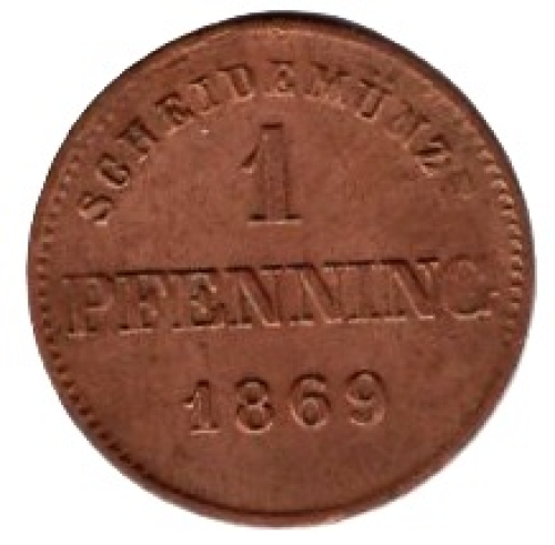 1 Pfennig Bayern 1869 Ludwig II.