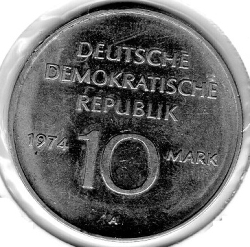 10 Mark GDR 1974 25 Years of the GDR Everything with the People