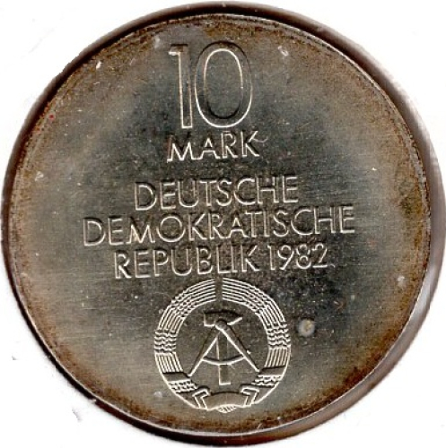10 East German Marks 1982 New Gewandhaus Leipzig