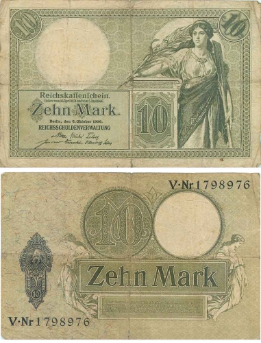 10 Mark Reichskassenschein 6. Oktober 1906