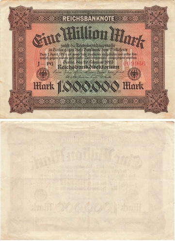 1000000 Mark Reichsbanknote 20. Februar 1923 RO85a DEU-96a 