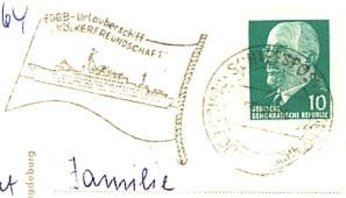Passagierschiff MS "Völkerfreundschaft" Schiffspoststempel, 1964