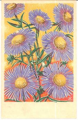 Blumen Künstlerkarte sig. K., gebr. 1944