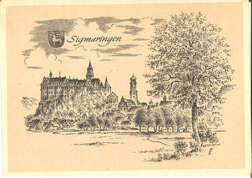 72488 Sigmaringen Künstlerkarte sig. Ludwig Schäfer-Grohe, * ca. 1950