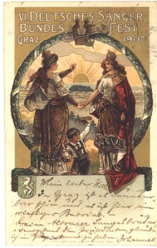 Graz 6th German Federal Singers Festival 1902 embossing litho o July 28, 1902