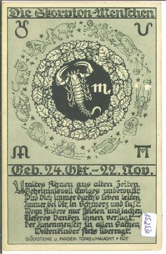 Zodiac sign, Scorpio with characteristics, * approx. 1920