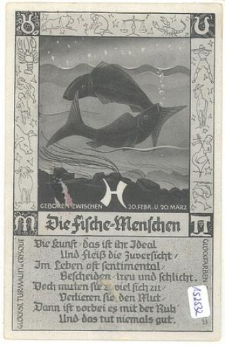 Zodiac sign, Pisces with characteristics, * approx. 1920
