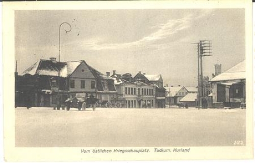 Tuckum Kurland street scene o 2.7.1916 soldiers' postmark III. Batl.Ldst.-Inf.-Rgt. No.19. 12th comp.