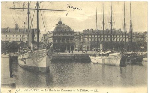 Le Havre the port with sailing ship o 20.5.1908