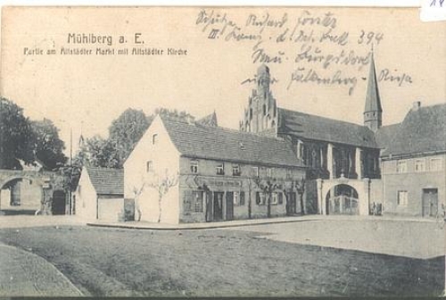04931 Muehlberg lot at the old town market with church o 19.6.1940
