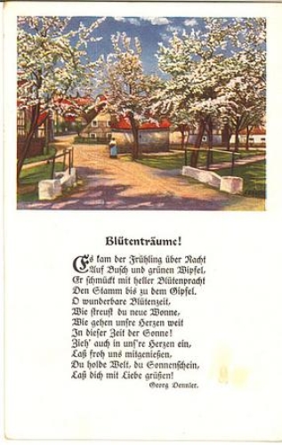 Blossom dreams Poem card by Georg Dennler * ca. 1920