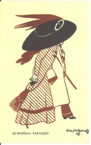 Lady with hat, Le Chapeau Paravent, artist card * approx. 1908