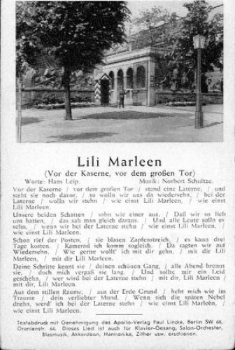 Lili Marleen (in front of the barracks, in front of the big gate) * around 1940