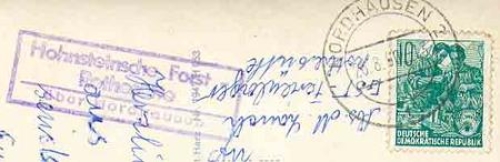 99768 Rothesütte Hohensteinche Forst Posthilfsstellenstempel auf AK, o 26.8.1960