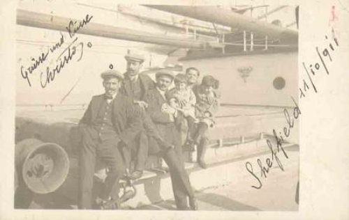 Sheffield real photo on board a ship o 11/10/1911