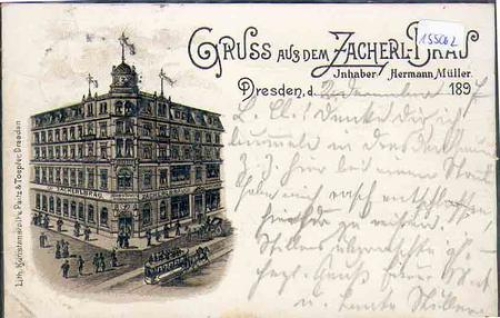 Dresden König Johann Strasse 8 Zacherl  Bräu  Litho o 3.12.1897