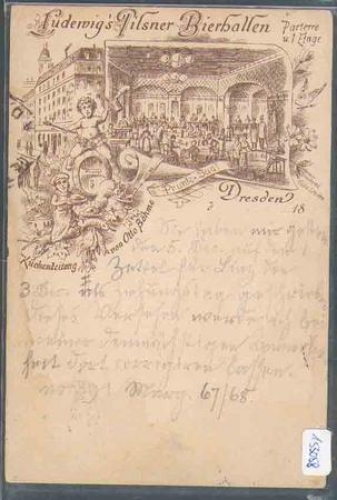 Dresden Grosse Kirchgasse Ludewig's Pilsner Beer Hall Litho o 7.12.1892