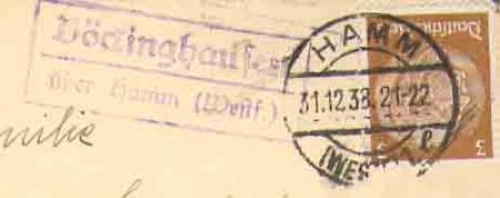 54630 Bockinghausen post office stamp on letter o 12/31/1938