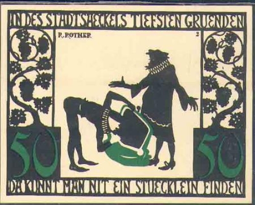 97318 Kitzingen city emergency money worth 50 pfennigs City bag (city treasury) empty around 1921