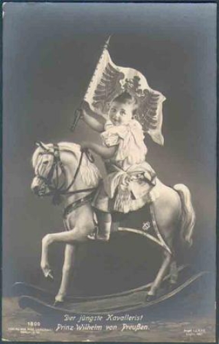 Prince Wilhelm of Prussia on a rocking horse, * approx. 1910