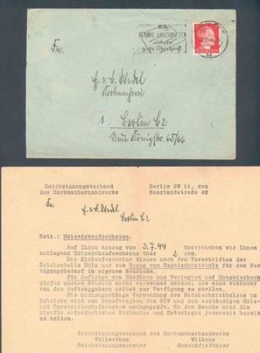Wood purchasing slip dated July 12, 1944 from the Reich Guild Association of the Basket Makers