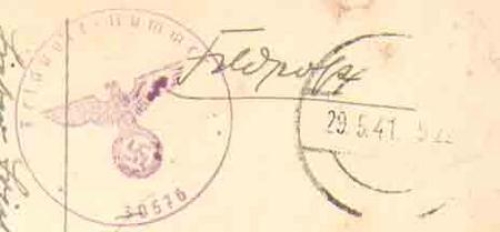 Field postcard with stamp no. 30576 o Silent stamp May 29, 1941 on Kish card