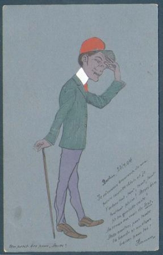 Mann mit Stock Handgemahlt o 23.7.1904